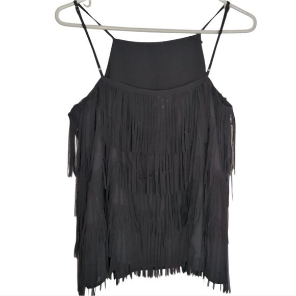 Guess LA black ruffle fringe tank size M party top - Picture 4 of 11